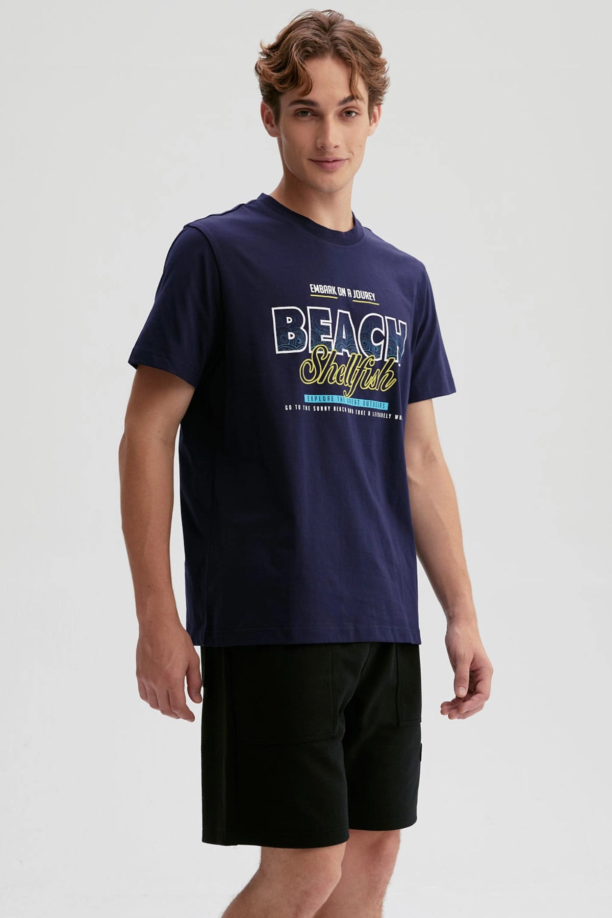 Polera Hombre Print Posicional Azul