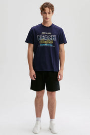 Polera Hombre Print Posicional Azul