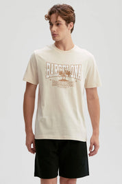 Polera Hombre Print Posicional Beige