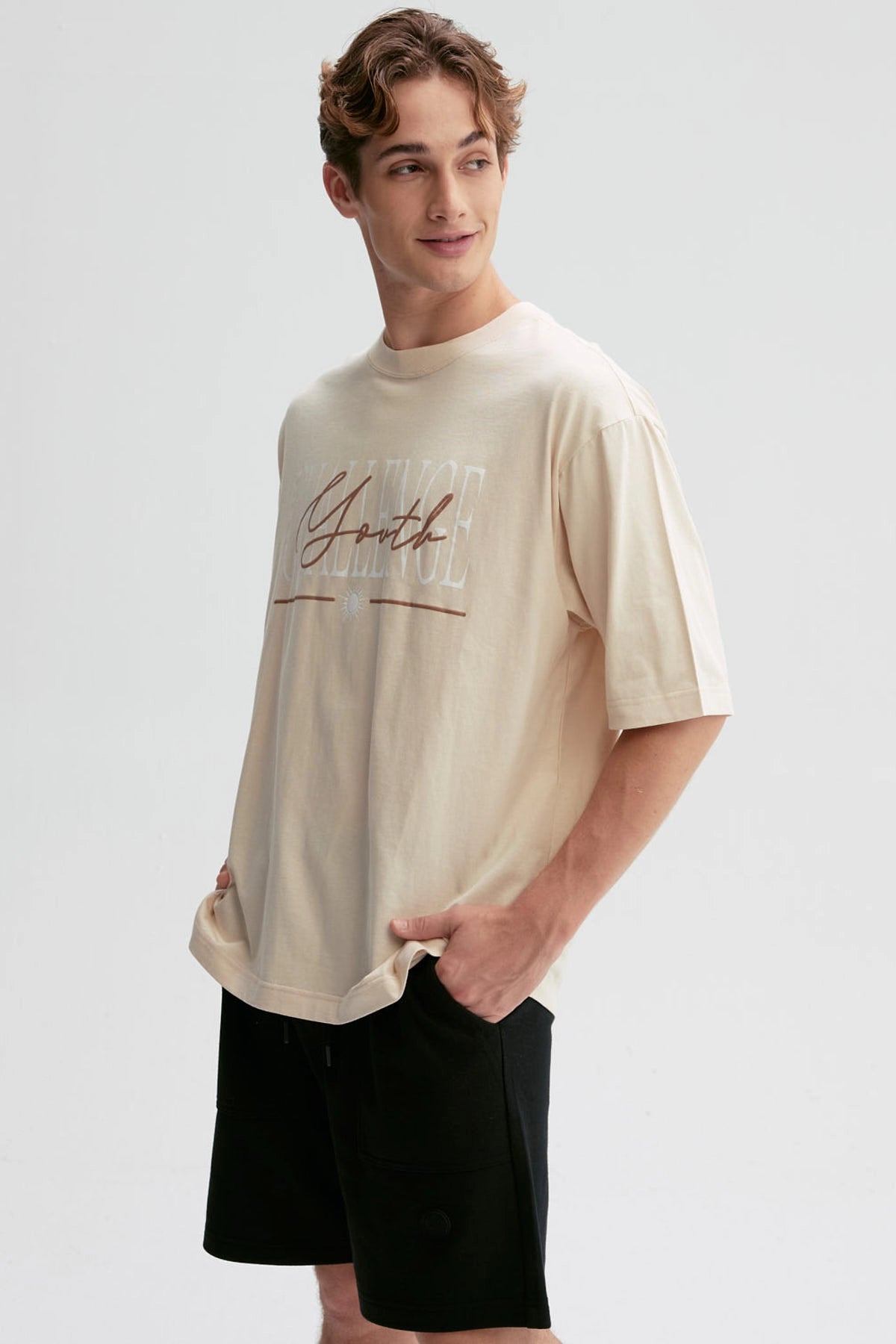 Polera Hombre Print Central Beige