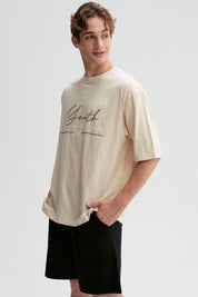 Polera Hombre Print Central Beige