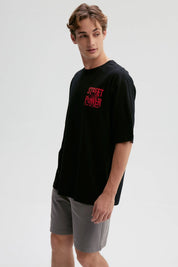 Polera Hombre Doble Print Negro