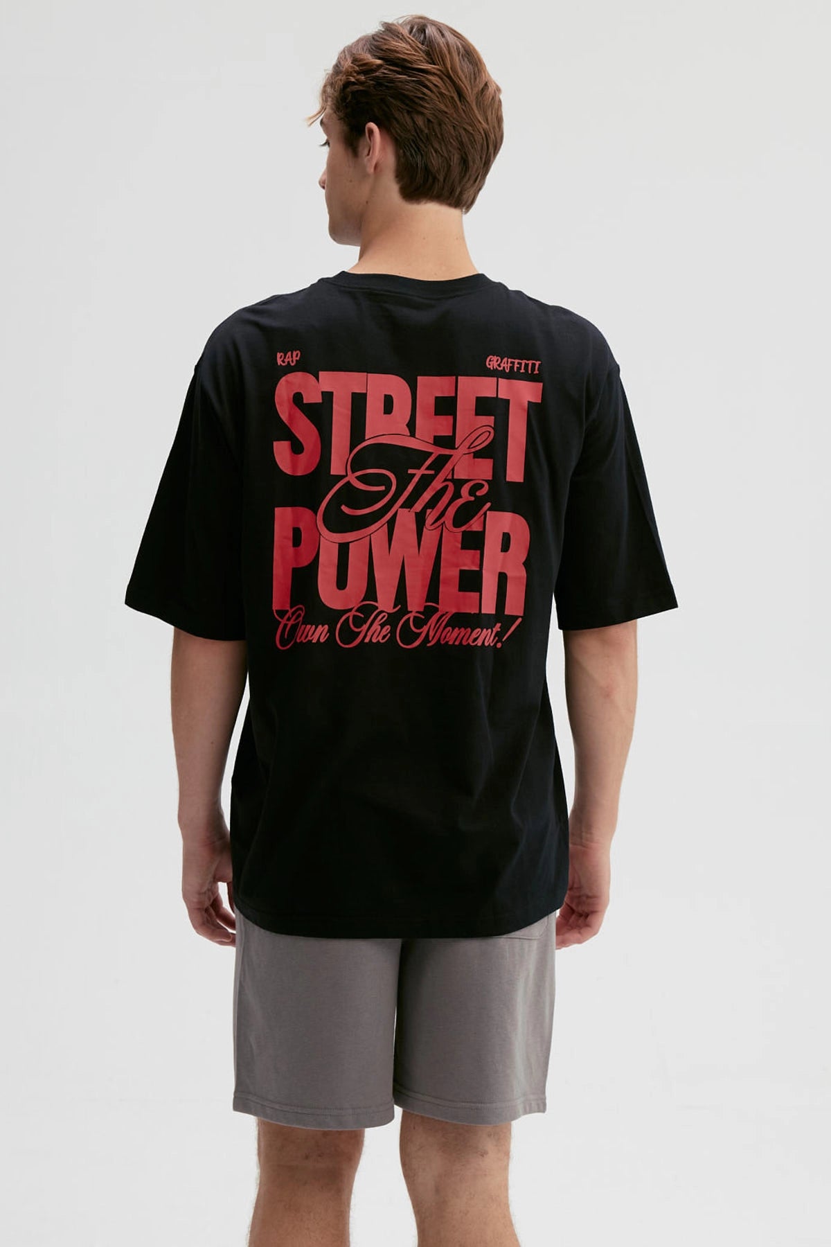 Polera Hombre Doble Print Negro