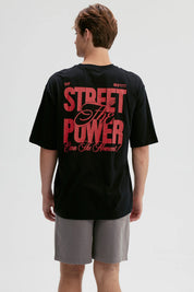 Polera Hombre Doble Print Negro