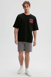 Polera Hombre Doble Print Negro