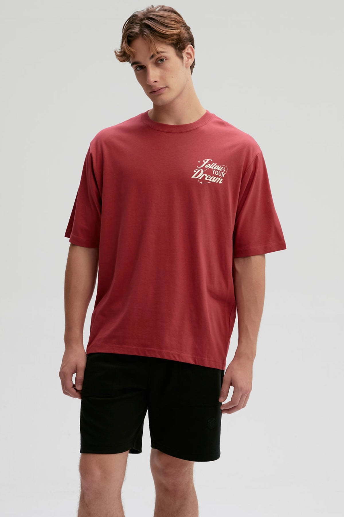 Polera Hombre Doble Print Rojo