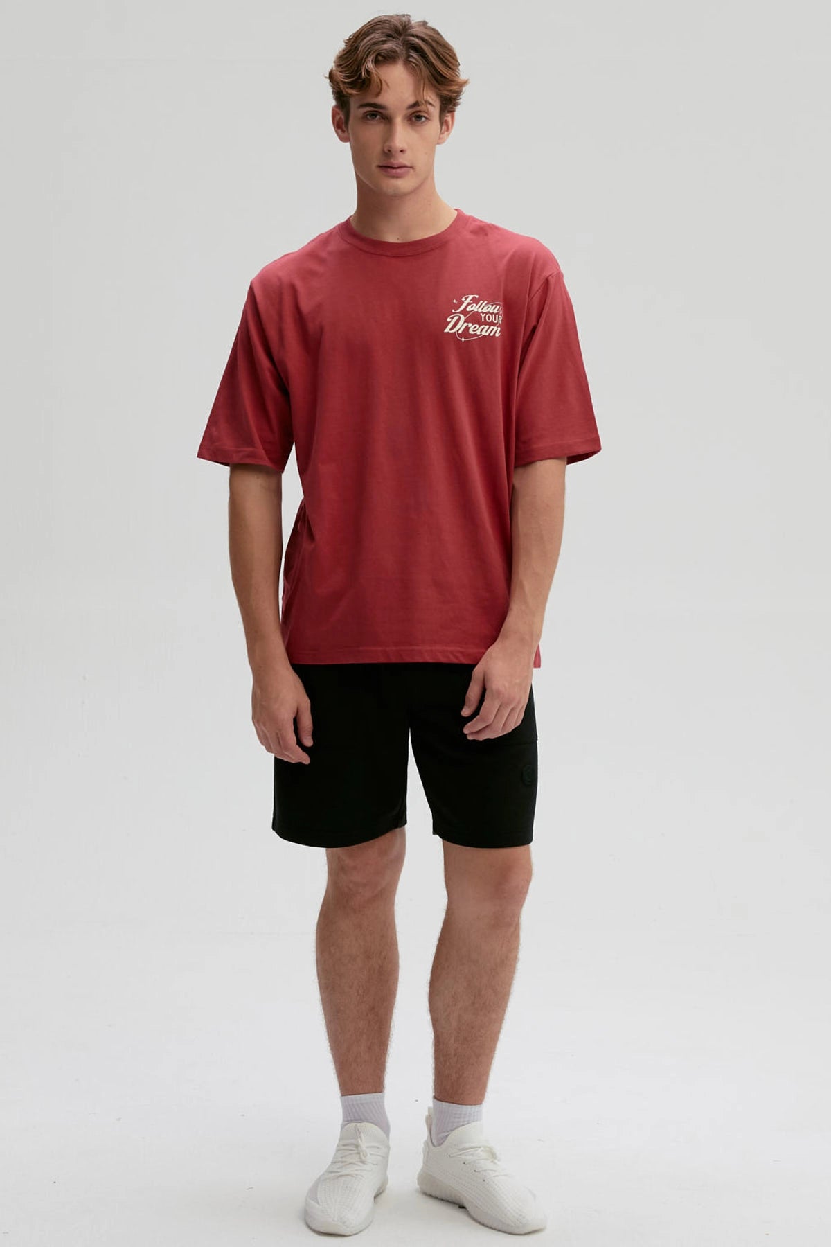 Polera Hombre Doble Print Rojo