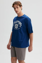 Polera Hombre Print Central Azul