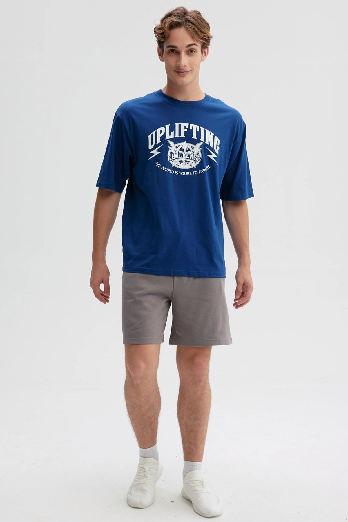 Polera Hombre Print Central Azul