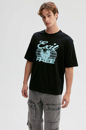 Polera Hombre Print Central Negro