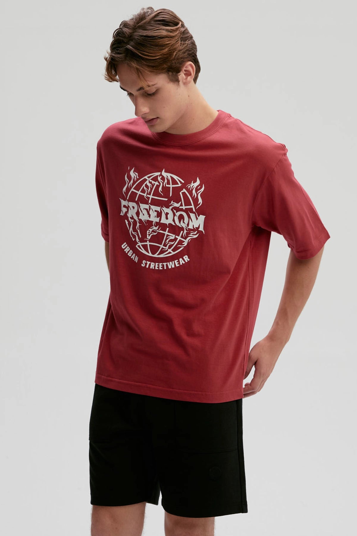 Polera Hombre Print Central Rojo