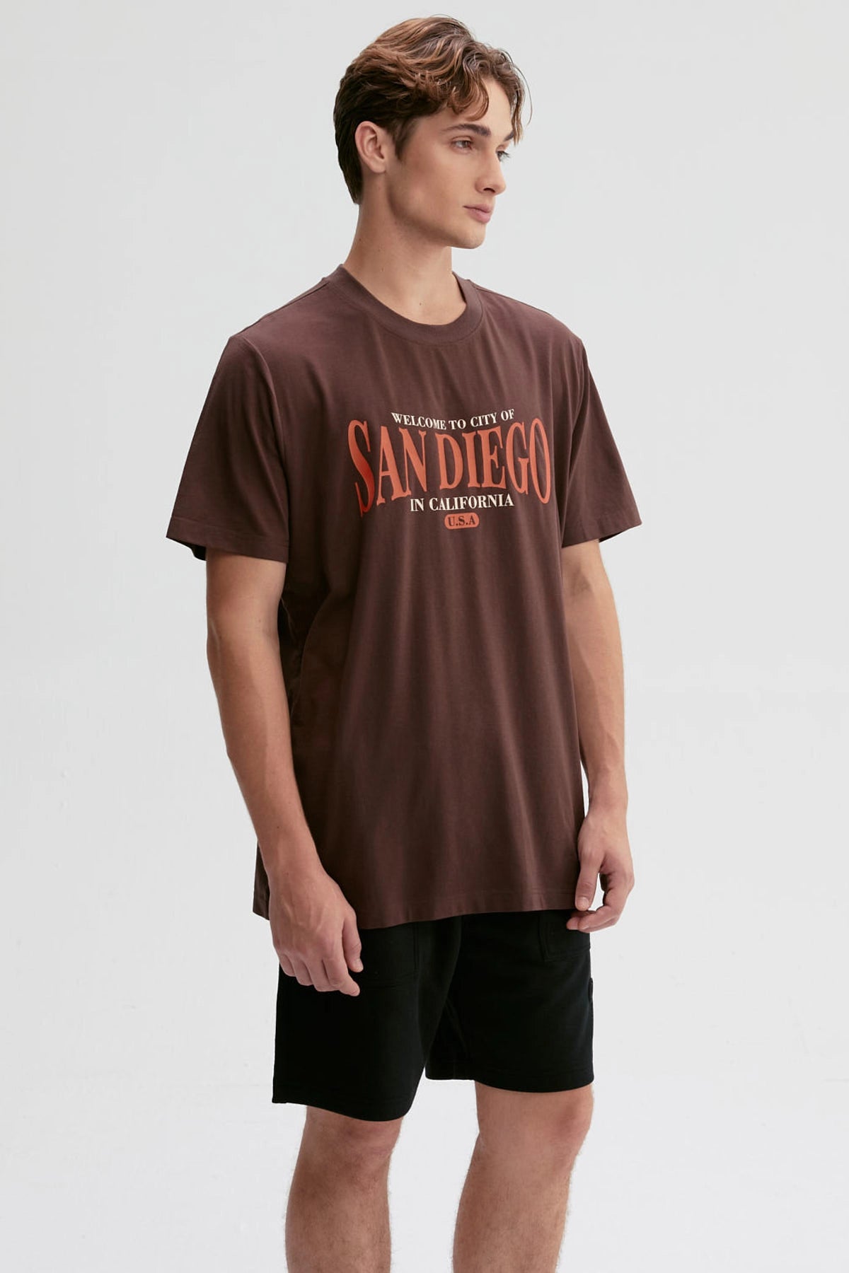 Polera Hombre Print Posicional Chocolate