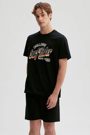 Polera Hombre Print Posicional Negro