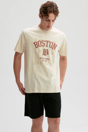 Polera Hombre Print Posicional Beige