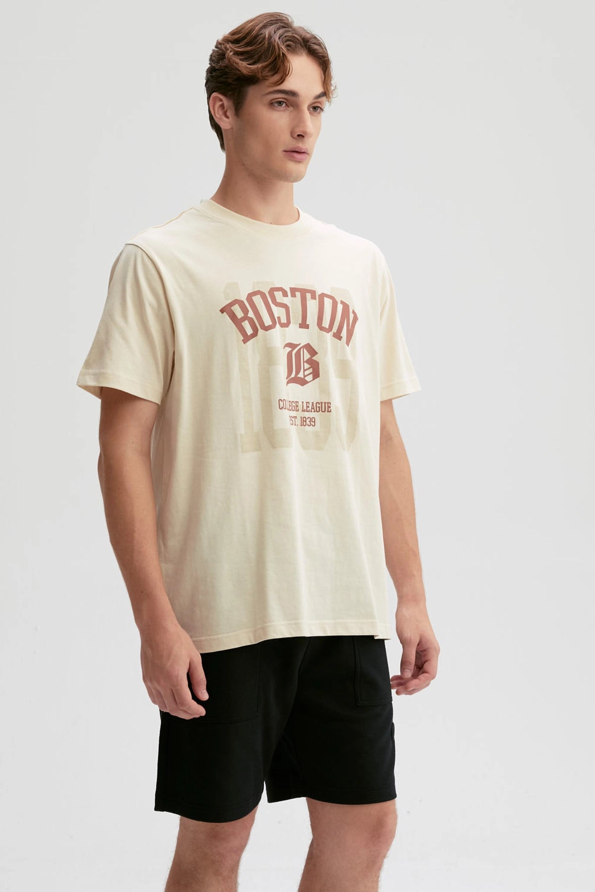 Polera Hombre Print Posicional Beige