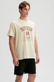 Polera Hombre Print Posicional Beige