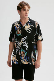 Camisa Hombre Full Print Negro