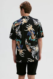Camisa Hombre Full Print Negro