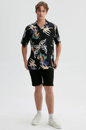 Camisa Hombre Full Print Negro