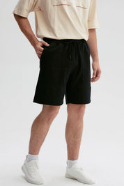 Bermuda Hombre Bolsillo Aplicación Negro