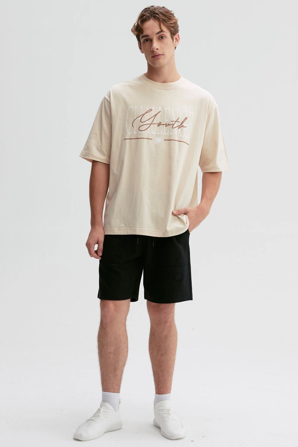 Bermuda Hombre Bolsillo Aplicación Negro