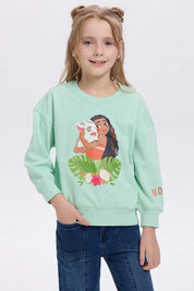 Polerón Niña Moana Print Menta