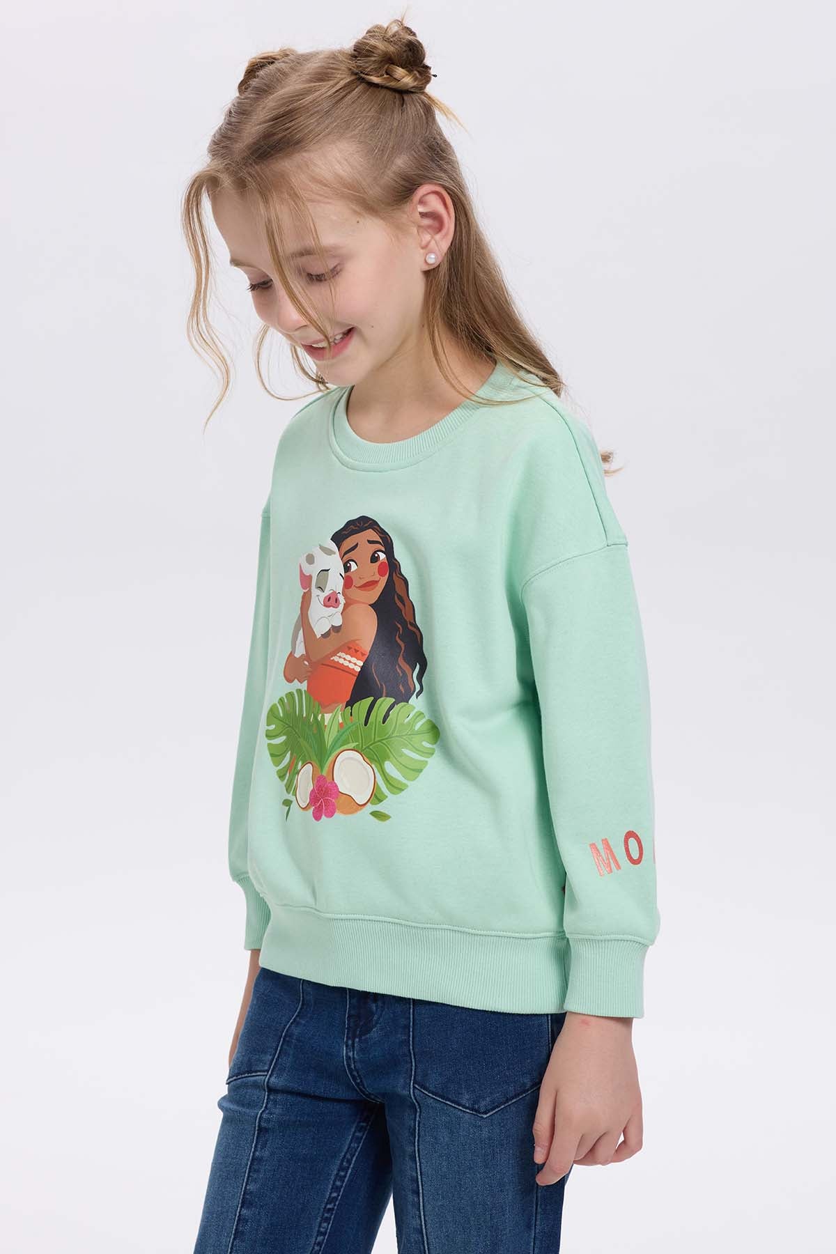 Polerón Niña Moana Print Menta