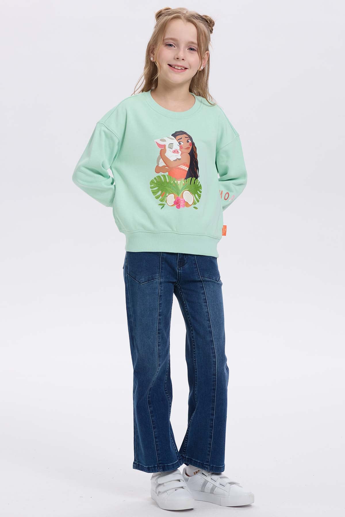 Polerón Niña Moana Print Menta