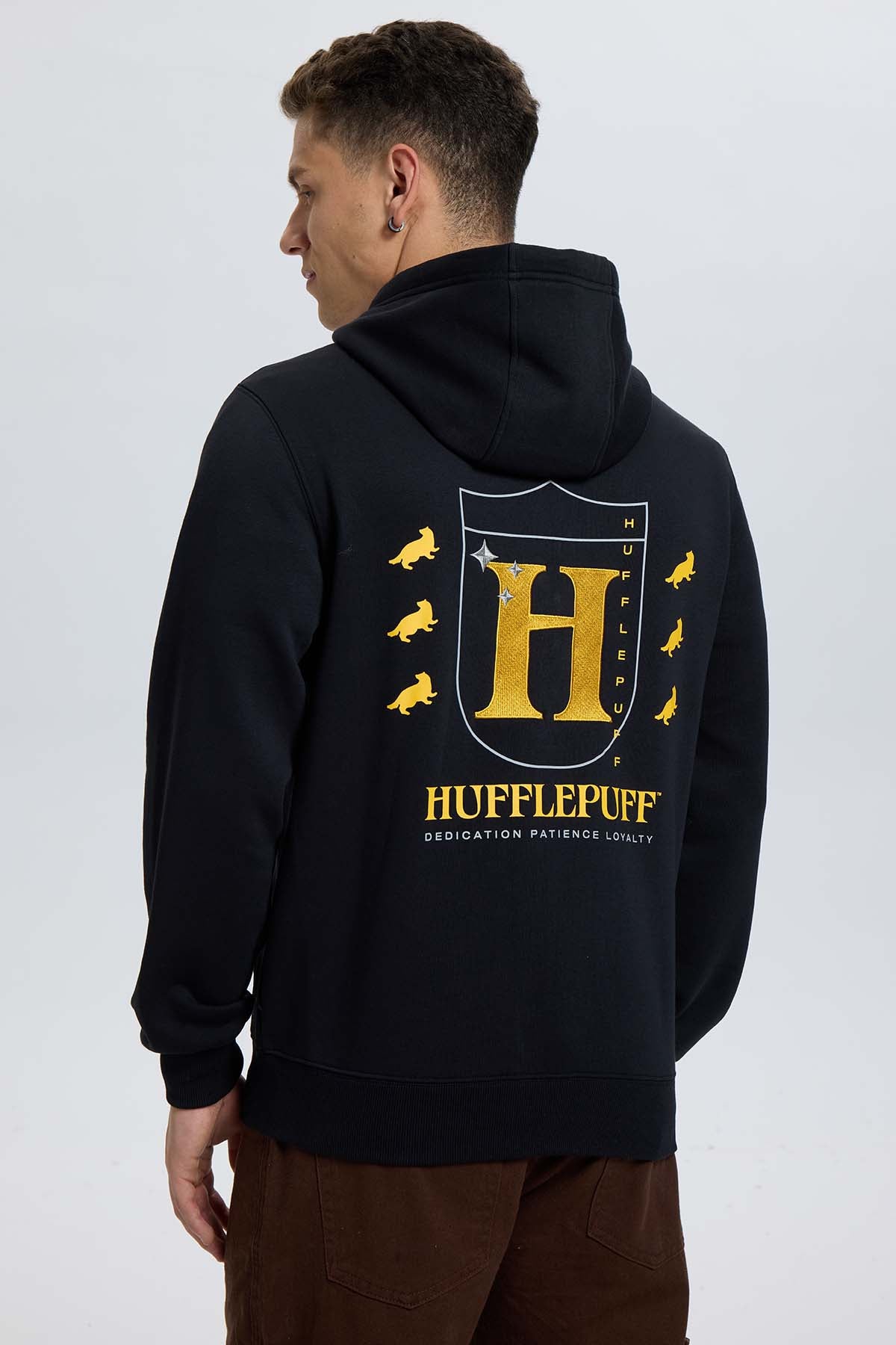 Polerón Hombre Hufflepuff Harry Potter Negro