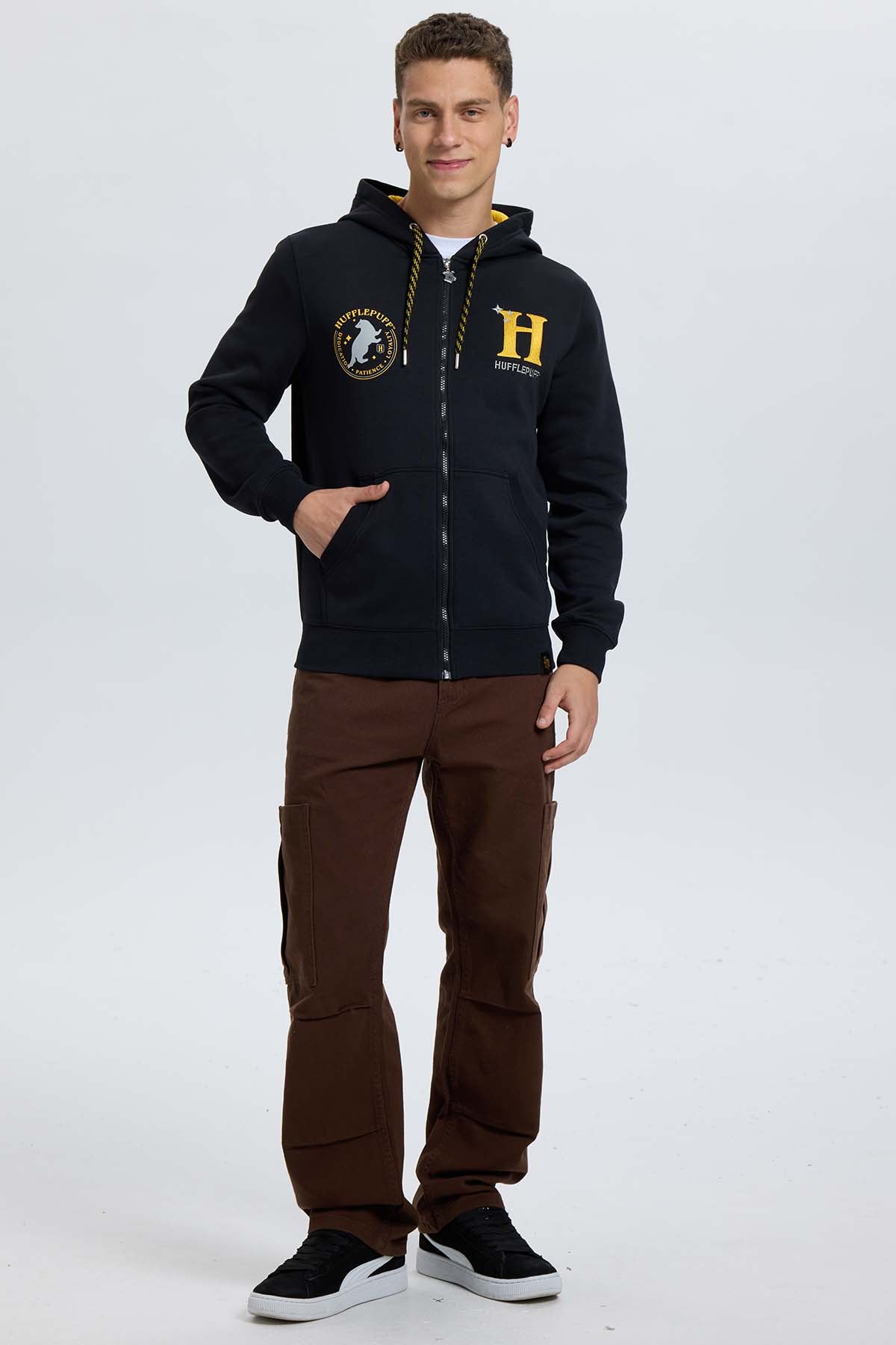 Polerón Hombre Hufflepuff Harry Potter Negro