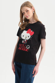 Polera Mujer Hello Kitty Negro
