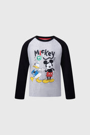 Polera Niño Mickey Y Pato Gris