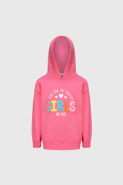 Polerón Niña Oversize Print Fucsia