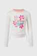 Polera Niña Recogido En Costado Beige