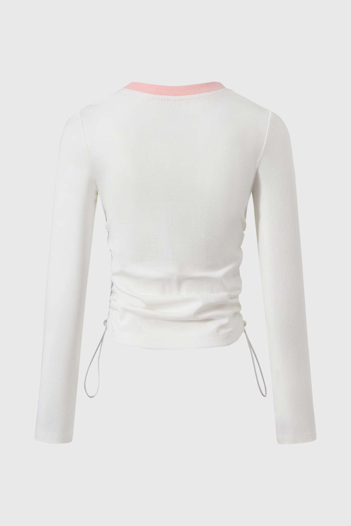 Polera Niña Recogido En Costado Beige