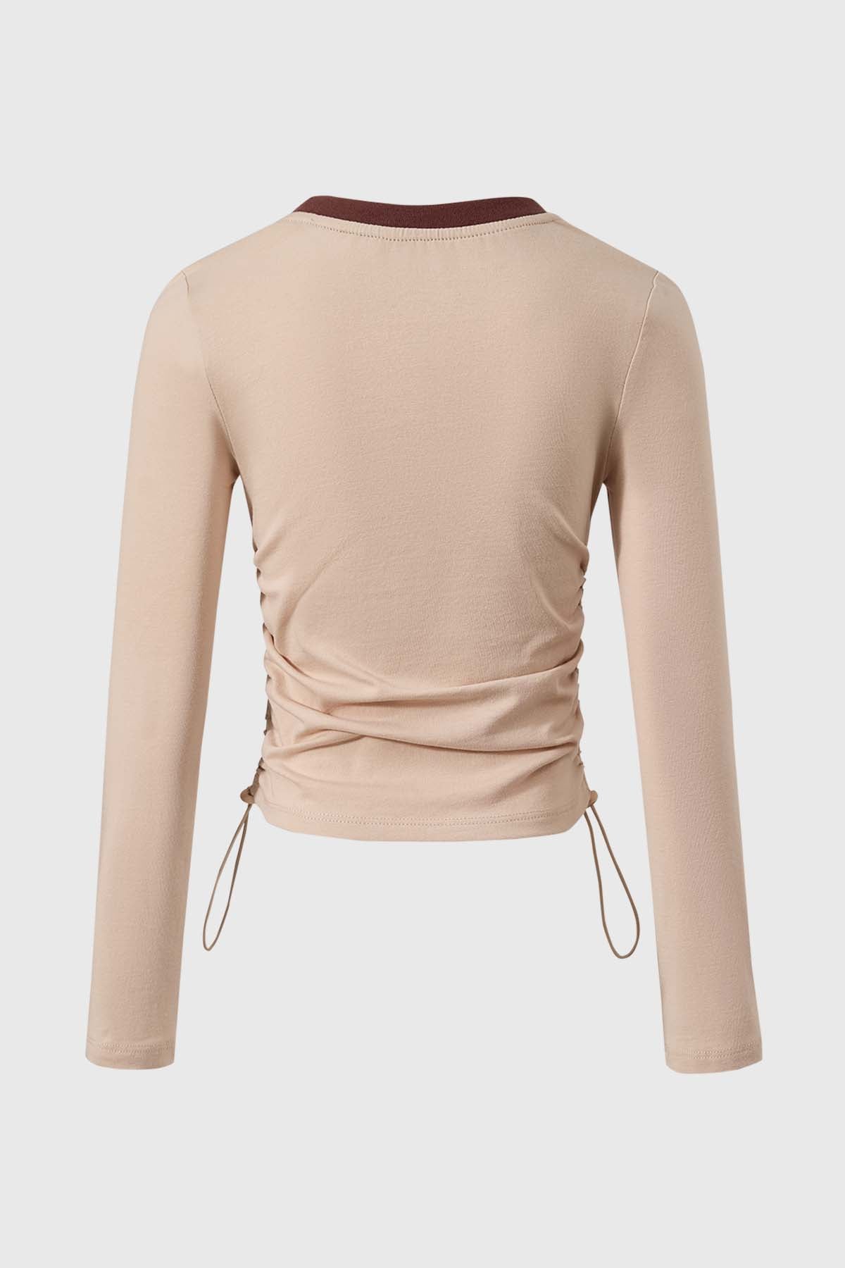 Polera Niña Recogido En Costado Crudo