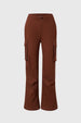 Pantalón Niña Cargo Recto Pretina Elasticada Café