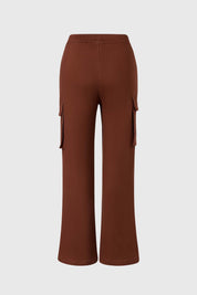 Pantalón Niña Cargo Recto Pretina Elasticada Café