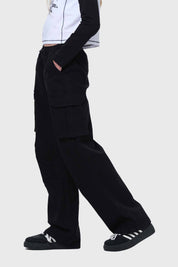 Pantalón Niña Cargo Recto Pretina Elasticada Negro