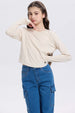 Polera Niña Con Costuras Y Print Beige