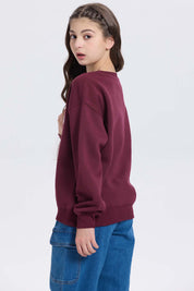Polerón niña print básico vino