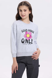Polerón Niña Print Básico Gris Melange