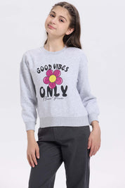 Polerón Niña Print Básico Gris Melange