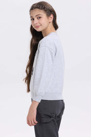 Polerón Niña Print Básico Gris Melange