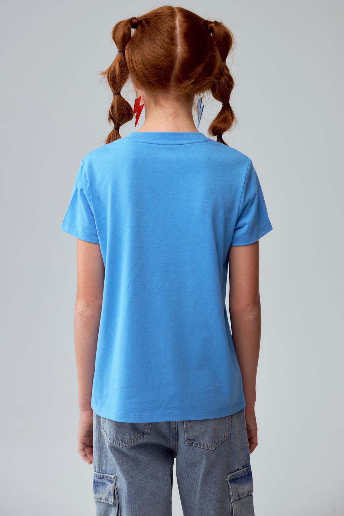 Polera Niña Básica Estampada Azulino
