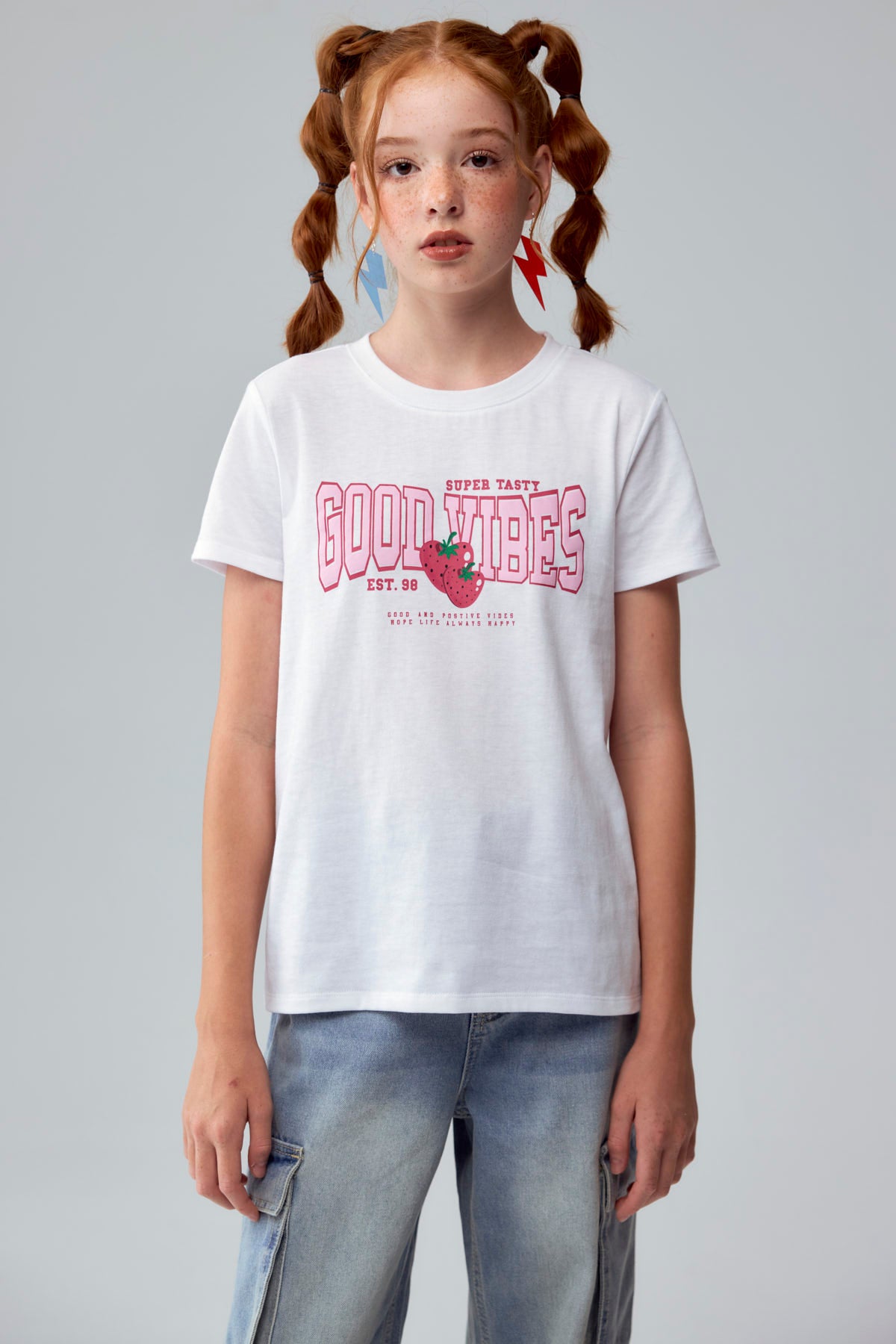 Polera Niña Básica Estampada Blanco