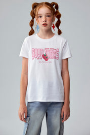 Polera Niña Básica Estampada Blanco