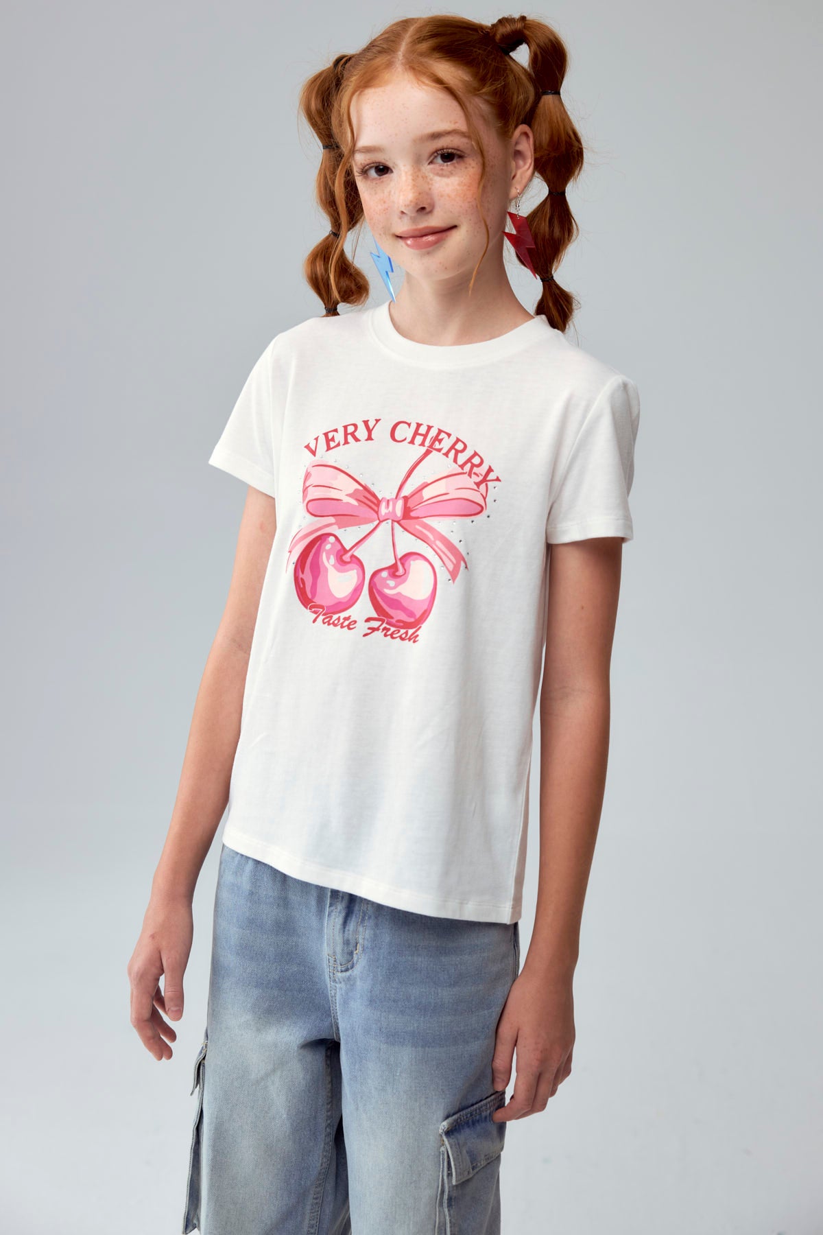 Polera Niña Básica Estampada Crudo
