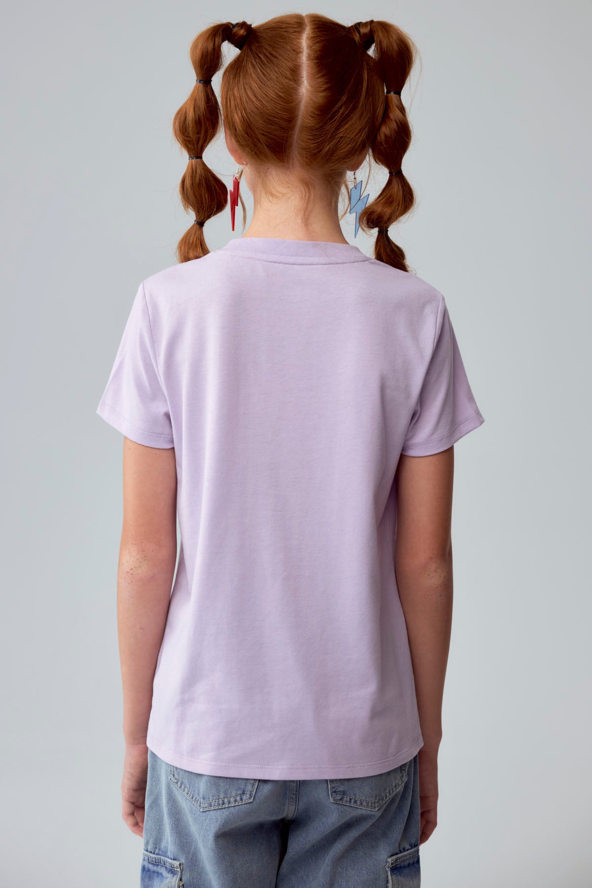 Polera Niña Básica Estampada Lila