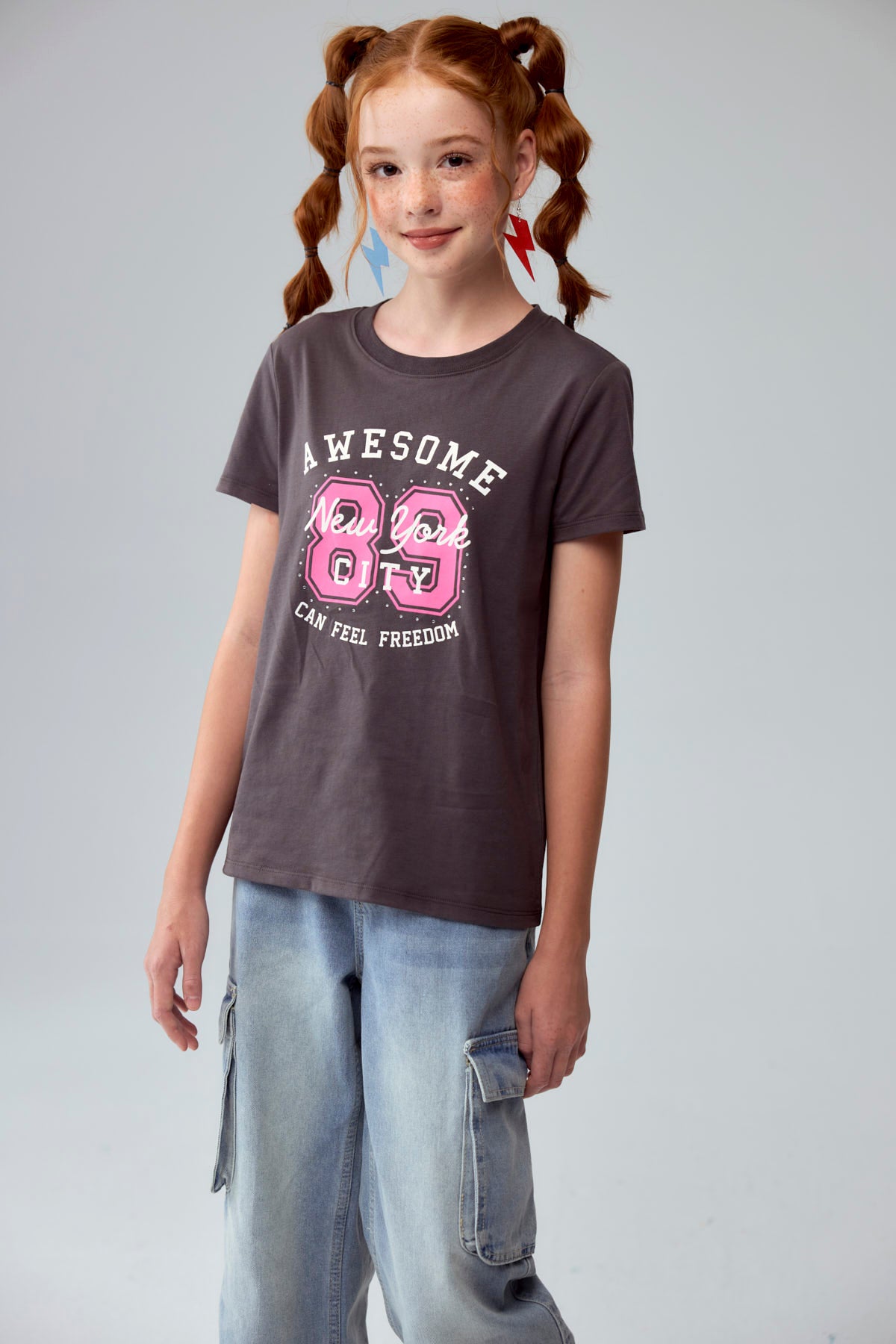 Polera Niña Básica Estampada Marengo